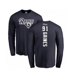 Football Los Angeles Rams #91 Greg Gaines Navy Blue Backer Long Sleeve T-Shirt