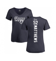 Football Women's Los Angeles Rams #52 Clay Matthews Navy Blue Backer T-Shirt