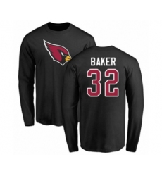 Football Arizona Cardinals #32 Budda Baker Black Name & Number Logo Long Sleeve T-Shirt