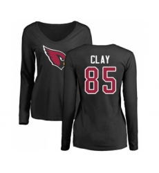 Football Women's Arizona Cardinals #85 Charles Clay Black Name & Number Logo Long Sleeve T-Shirt