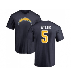 Football Los Angeles Chargers #5 Tyrod Taylor Navy Blue Name & Number Logo T-Shirt