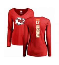 Football Women's Kansas City Chiefs #17 Mecole Hardman Red Backer Slim Fit Long Sleeve T-Shirt