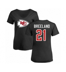 Football Women's Kansas City Chiefs #21 Bashaud Breeland Black Name & Number Logo Slim Fit T-Shirt