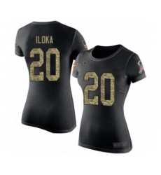 Football Women's Dallas Cowboys #20 George Iloka Black Camo Salute to Service T-Shirt