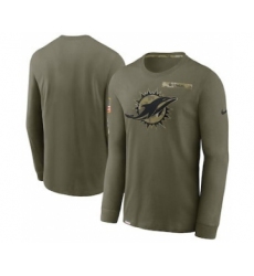 Men's Miami Dolphins Football Olive 2021 Salute To Service Performance Long Sleeve T-Shirt