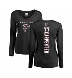 Football Women's Atlanta Falcons #77 James Carpenter Black Backer Long Sleeve T-Shirt