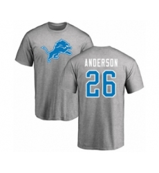 Football Detroit Lions #26 C.J. Anderson Ash Name & Number Logo T-Shirt