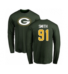Football Green Bay Packers #91 Preston Smith Green Name & Number Logo Long Sleeve T-Shirt