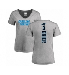 Football Women's Carolina Panthers #3 Will Grier Ash Backer V-Neck T-Shirt