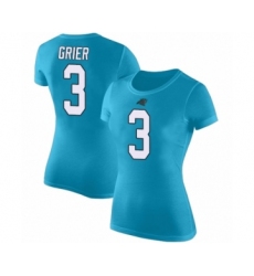 Football Women's Carolina Panthers #3 Will Grier Blue Rush Pride Name & Number T-Shirt