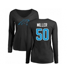 Football Women's Carolina Panthers #50 Christian Miller Black Name & Number Logo Slim Fit Long Sleeve T-Shirt