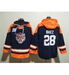 Men's Detroit Tigers #28 Javier Báez Navy Lace-Up Pullover Hoodie