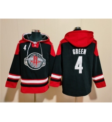 Men's Houston Rockets #4 Jalen Green Black Red Lace-Up Pullover Hoodie