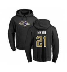 Football Baltimore Ravens #21 Tyler Ervin Black Name & Number Logo Pullover Hoodie