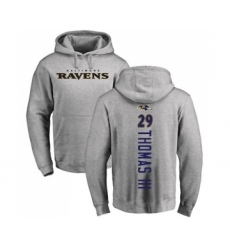 Football Baltimore Ravens #29 Earl Thomas III Ash Backer Pullover Hoodie