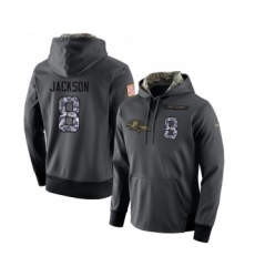 Football Men's Baltimore Ravens #8 Lamar Jackson Stitched Black Anthracite Salute to Service Player Performance Hoodie