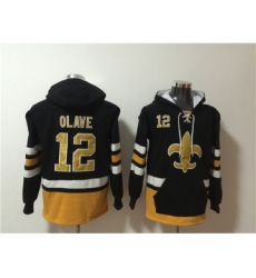 Men's New Orleans Saints #12 Chris Olave Black Ageless Must-Have Lace-Up Pullover Hoodie