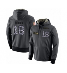Football Men's Seattle Seahawks #18 Jaron Brown Stitched Black Anthracite Salute to Service Player Performance Hoodie