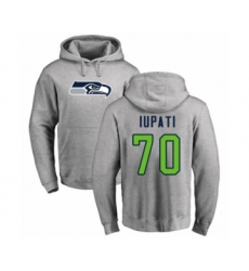 Football Seattle Seahawks #70 Mike Iupati Ash Name & Number Logo Pullover Hoodie