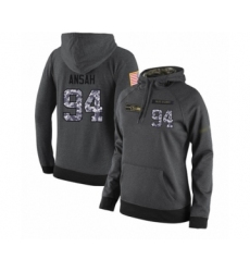 Football Women's Seattle Seahawks #94 Ezekiel Ansah Stitched Black Anthracite Salute to Service Player Performance Hoodie