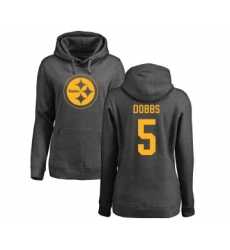 Football Women's Pittsburgh Steelers #5 Joshua Dobbs Ash One Color Pullover Hoodie