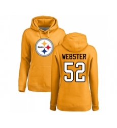 Football Women's Pittsburgh Steelers #52 Mike Webster Gold Name & Number Logo Pullover Hoodie