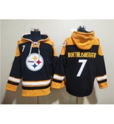 Men's Pittsburgh Steelers #7 Ben Roethlisberger Black Ageless Must-Have Lace-Up Pullover Hoodie