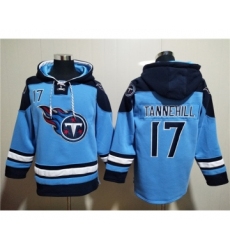 Men's Tennessee Titans #17 Ryan Tannehill Blue Lace-Up Pullover Hoodie