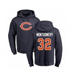 Football Chicago Bears #32 David Montgomery Navy Blue Name & Number Logo Pullover Hoodie