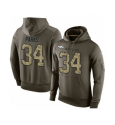 Football Men's Denver Broncos #34 Will Parks Green Salute To Service Pullover Hoodie