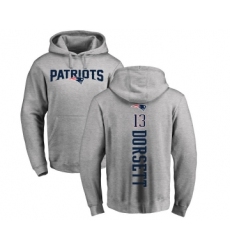 Football New England Patriots #13 Phillip Dorsett Ash Backer Pullover Hoodie