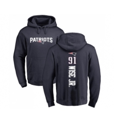 Football New England Patriots #91 Deatrich Wise Jr Navy Blue Backer Pullover Hoodie