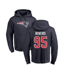 Football New England Patriots #95 Derek Rivers Navy Blue Name & Number Logo Pullover Hoodie