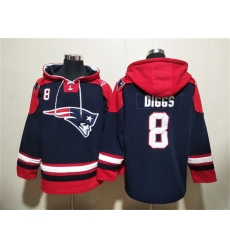 Men's New England Patriots #8 Stefon Diggs Navy Ageless Must-Have Lace-Up Pullover Hoodie