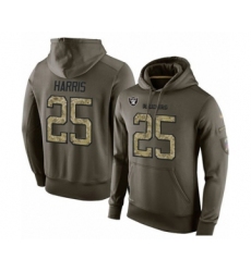 Football Men's Oakland Raiders #25 Erik Harris Green Salute To Service Pullover Hoodie