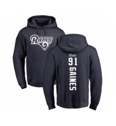 Football Los Angeles Rams #91 Greg Gaines Navy Blue Backer Pullover Hoodie