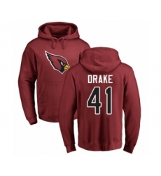 Football Arizona Cardinals #41 Kenyan Drake Maroon Name & Number Logo Pullover Hoodie