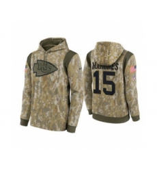 Men's Kansas City Chiefs #15 Patrick Mahomes Camo 2021 Salute To Service Therma Performance Pullover Football Hoodie