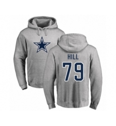 Football Dallas Cowboys #79 Trysten Hill Ash Name & Number Logo Pullover Hoodie