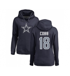 Football Women's Dallas Cowboys #18 Randall Cobb Navy Blue Name & Number Logo Pullover Hoodie