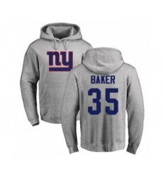 Football New York Giants #35 Deandre Baker Ash Name & Number Logo Pullover Hoodie