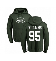 Football New York Jets #95 Quinnen Williams Green Name & Number Logo Pullover Hoodie