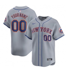Men's New York Mets Active Player Cutsom 2024 Gray Away Limited Stitched Baseball Jersey