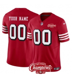 Men's San Francisco 49ers Active Player Custom Red 2023 F.U.S.E. NFC West Champions Patch Alternate Football Stitched Jersey