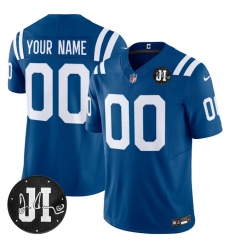 Men's Indianapolis Colts Active Player Custom Blue 2025 F.U.S.E. Jim Irsay Patch Vapor Limited Football Stitched Jersey