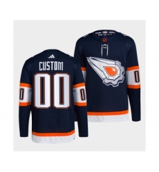 Men's Edmonton Oilers Custom Navy 2022-23 Reverse Retro Stitched Jersey