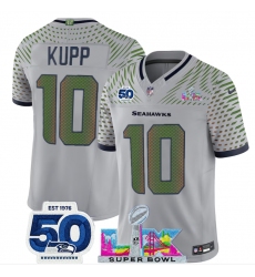 Men's Seattle Seahawks #10 Cooper Kupp Grey 2025 F.U.S.E. Super Bowl LX And 50th Season “Rivalries” Vapor Limited Football Stitched Jersey