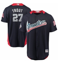 Men's Majestic Los Angeles Angels of Anaheim #27 Mike Trout Game Navy Blue American League 2018 MLB All-Star MLB Jersey