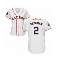 Women's Houston Astros #2 Alex Bregman Authentic White Home Cool Base 2019 World Series Bound Baseball Jersey