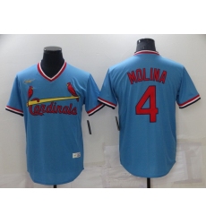 Men's Nike St. Louis Cardinals #4 Yadier Molina Blue Road Stitched Baseball Jersey